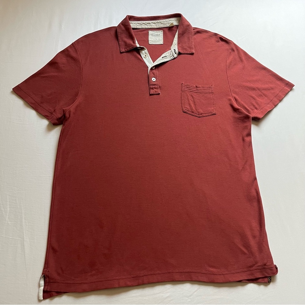BILLY REID rust red orange short sleeve men’s knit polo shirt